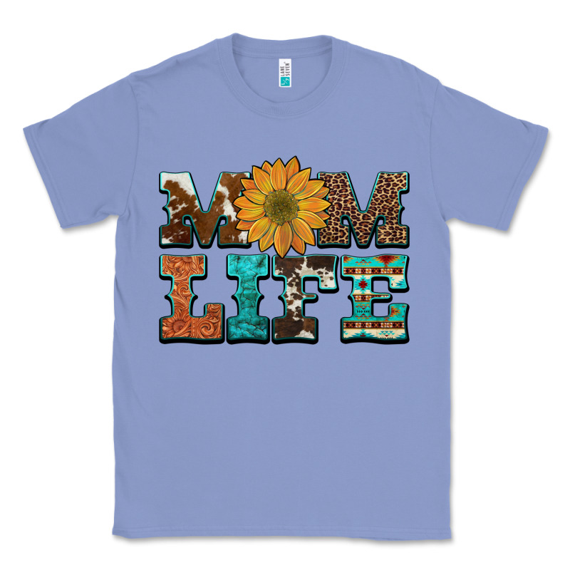 Western Cowhide Leopard Turquoise  Leather Aztec Sunflower Mom Classic Tee by Artiststas | Teevron