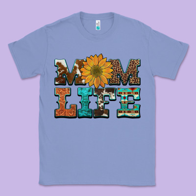 Western Cowhide Leopard Turquoise  Leather Aztec Sunflower Mom Classic Tee Designed By Artiststas