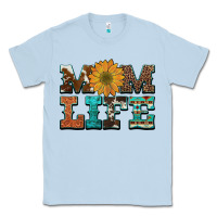 Dusty Blue western cowhide leopard turquoise  leather aztec sunflower mom Classic Tee - Artiststas