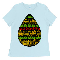 Baby Blue african masks teardrop Ladies Tee - BundleAndBundleShop