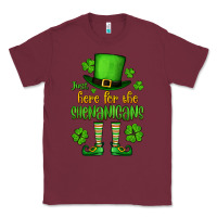 Burgundy Just here for the shenanigans St. Patrick's Classic Tee - OliviaCreatesArt