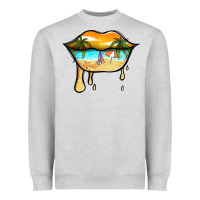 Heather Grey beach lips Heavyweight Sweatshirt - Jasminsmagicworld