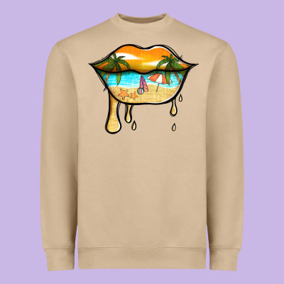 Beach Lips Heavyweight Sweatshirt Designed By Jasminsmagicworld