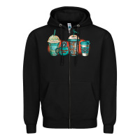 Black turquoise junkie coffee cups Zipper Hoodie - Jasminsmagicworld