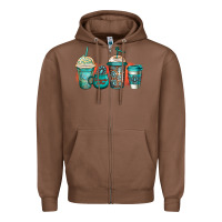 Chestnut turquoise junkie coffee cups Zipper Hoodie - Jasminsmagicworld