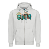 Dove Grey turquoise junkie coffee cups Zipper Hoodie - Jasminsmagicworld