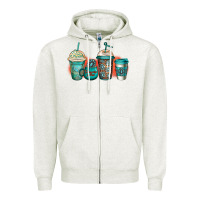 Oatmeal Heather turquoise junkie coffee cups Zipper Hoodie - Jasminsmagicworld