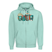 Seafoam turquoise junkie coffee cups Zipper Hoodie - Jasminsmagicworld