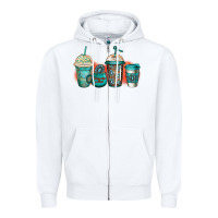 White turquoise junkie coffee cups Zipper Hoodie - Jasminsmagicworld