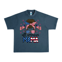 Midnight Navy All American Mama Messy Buny Urban Heavy Tee - CowhideDigitalArt