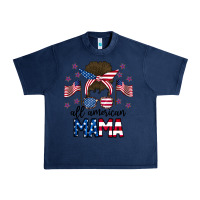 Navy All American Mama Messy Buny Urban Heavy Tee - CowhideDigitalArt