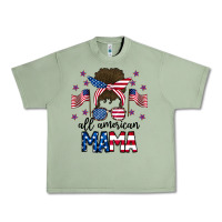 Oil Green All American Mama Messy Buny Urban Heavy Tee - CowhideDigitalArt