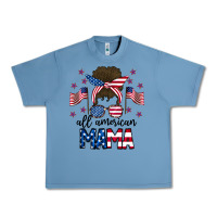 Pebble Blue All American Mama Messy Buny Urban Heavy Tee - CowhideDigitalArt