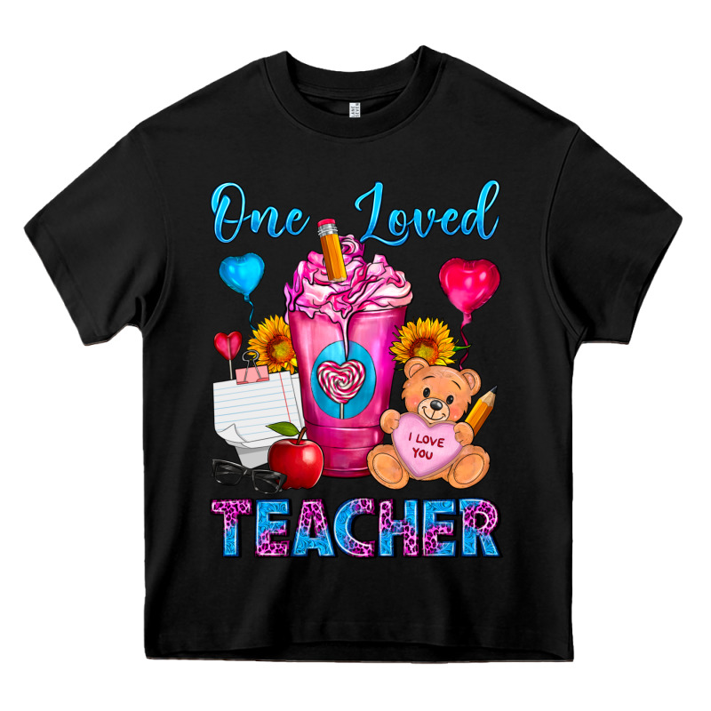 One Loved Teacher Valentines Day Cold Drink Frappe Heavy Core Tee by FaDigitalArtStudio | Teevron