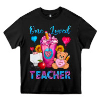 Black One Loved Teacher Valentines Day Cold Drink Frappe Heavy Core Tee - FaDigitalArtStudio