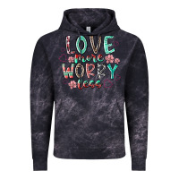 Cloud Black love more worry less Vintage Hoodie - RacoonDesign