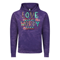 Cloud Purple love more worry less Vintage Hoodie - RacoonDesign