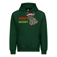 Forest Green merry and bright french bulldog Urban Hoodie - RanaPortraitStore