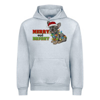 Heather Grey merry and bright french bulldog Urban Hoodie - RanaPortraitStore