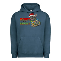Pigment Midnight Navy merry and bright french bulldog Urban Hoodie - RanaPortraitStore