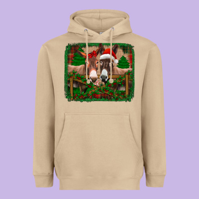 Christmas Donkeys Heavyweight Hoodie Designed By Jasminsmagicworld