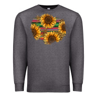 Charcoal Heather sunflower leopard serape patch Premium Sweatshirt - Jasminsmagicworld