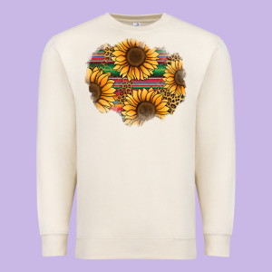Sunflower Leopard Serape Patch Premium Sweatshirt Designed By Jasminsmagicworld