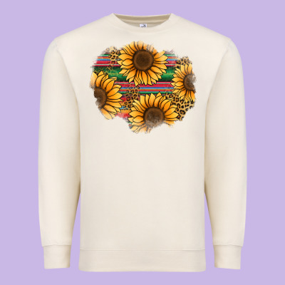 Sunflower Leopard Serape Patch Premium Sweatshirt Designed By Jasminsmagicworld