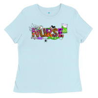 Baby Blue halloween nurse Ladies Tee - BundleAndBundleShop
