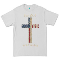 Dove Grey for god and country cross american flag faith us patriotic tank top Premium Tee - linhVisuals