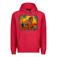 Cardinal horse with sunflowers turquoise gemstone western sunset leopard backgr Premium Hoodie - Artiststas