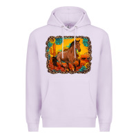 Horse With Sunflowers Turquoise Gemstone Western Sunset Leopard Backgr Premium Hoodie | Teevron