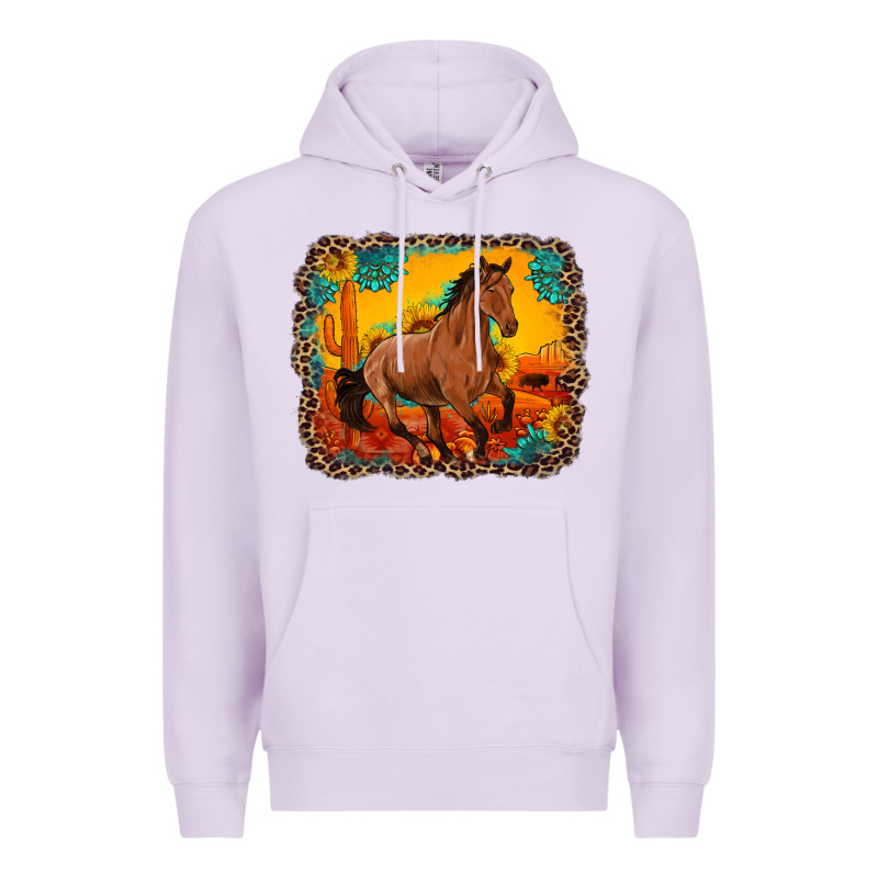 Horse With Sunflowers Turquoise Gemstone Western Sunset Leopard Backgr Premium Hoodie by Artiststas | Teevron
