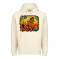 Sandshell horse with sunflowers turquoise gemstone western sunset leopard backgr Premium Hoodie - Artiststas