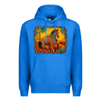 True Royal horse with sunflowers turquoise gemstone western sunset leopard backgr Premium Hoodie - Artiststas