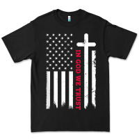 In God We Trust With Patriotic Vintage American Flag T Shirt Premium Tee | Teevron