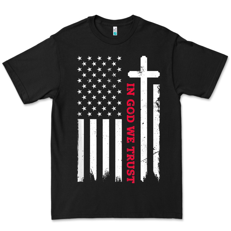 In God We Trust With Patriotic Vintage American Flag T Shirt Premium Tee by linhVisuals | Teevron