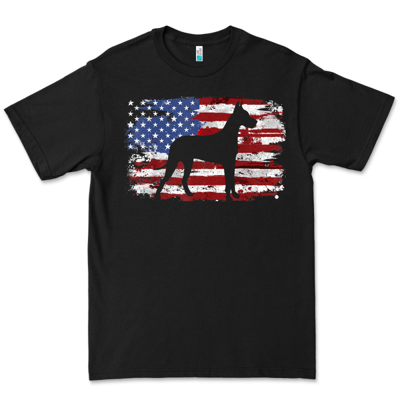 Great Dane Vintage American Flag T Shirt Premium Tee by linhVisuals | Teevron