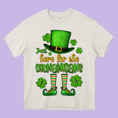 Just Here For The Shenanigans St. Patrick's Heavy Core Tee Designed By Oliviacreatesart