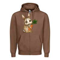 Chestnut Happy Easter With Bunny And Carrot Zipper Hoodie - RanaPortraitStore