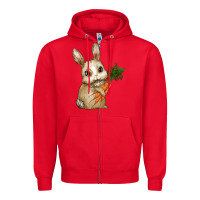 Red Happy Easter With Bunny And Carrot Zipper Hoodie - RanaPortraitStore