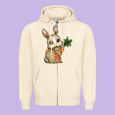 Happy Easter With Bunny And Carrot Zipper Hoodie Designed By Ranaportraitstore