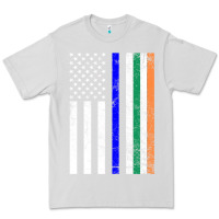 Dove Grey irish american flag thin blue line police st. patrick's day long sleev Premium Tee - linhVisuals