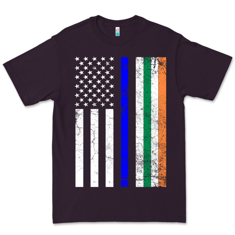 Irish American Flag Thin Blue Line Police St. Patrick's Day Long Sleev Premium Tee by linhVisuals | Teevron