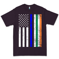 Plum irish american flag thin blue line police st. patrick's day long sleev Premium Tee - linhVisuals