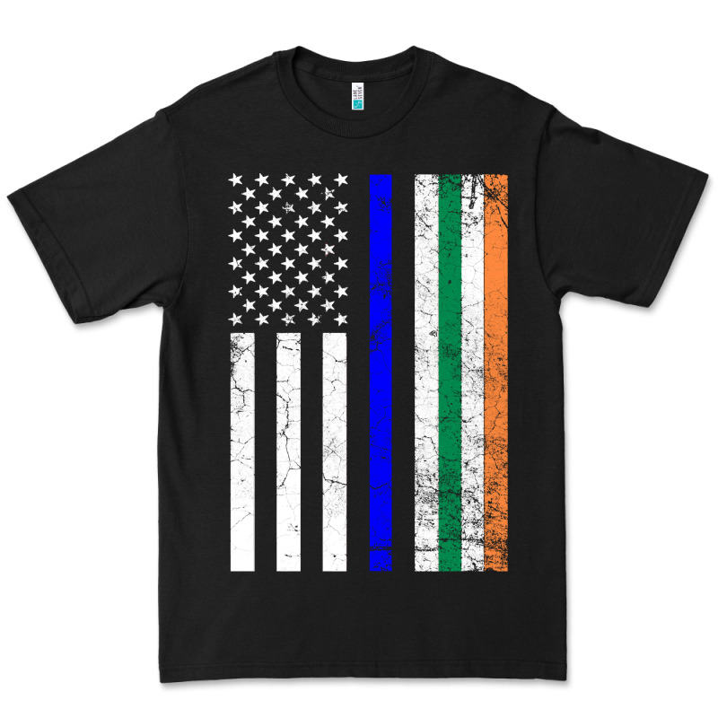 Irish American Flag Thin Blue Line Police St. Patrick's Day Long Sleev Premium Tee by linhVisuals | Teevron