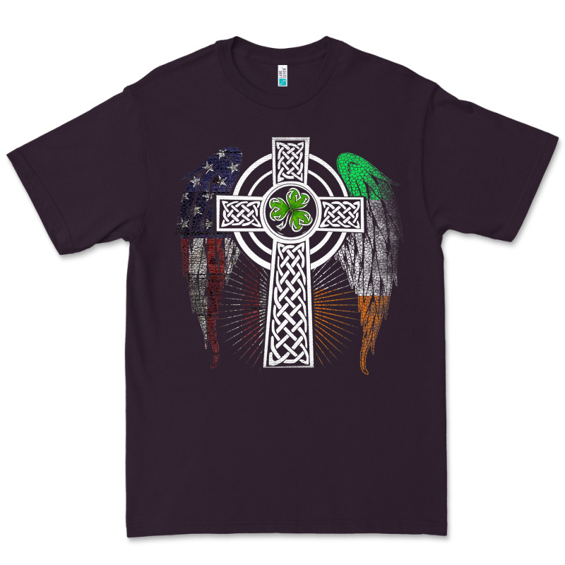 Irish American Usa Flag Celtic Cross St Patrick's Day Premium T Shirt Premium Tee by linhVisuals | Teevron