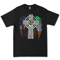 Black irish american usa flag celtic cross st patrick's day premium t shirt Premium Tee - linhVisuals