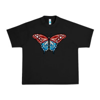 Black Patriotic American Flag Butterfly 4th of July Urban Heavy Tee - LillyAllenDesigns
