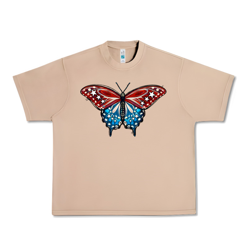 Patriotic American Flag Butterfly 4th Of July Urban Heavy Tee by LillyAllenDesigns | Teevron